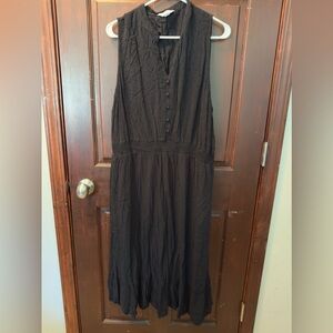 Black Sleeveless Swiss Dot Maxi Dress